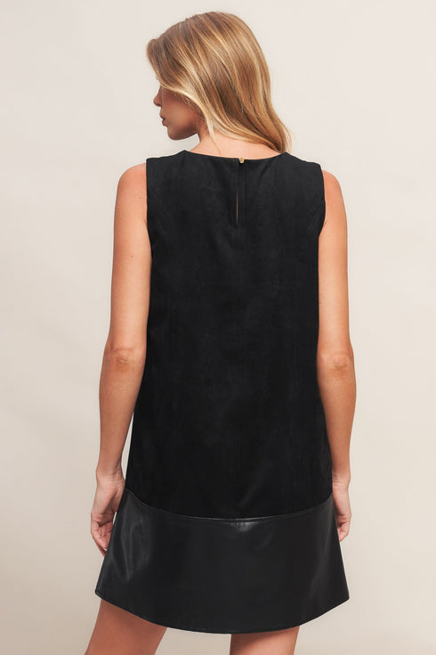 city-sleek-faux-suede-and-leather-shift-dress Sophia's Style-5