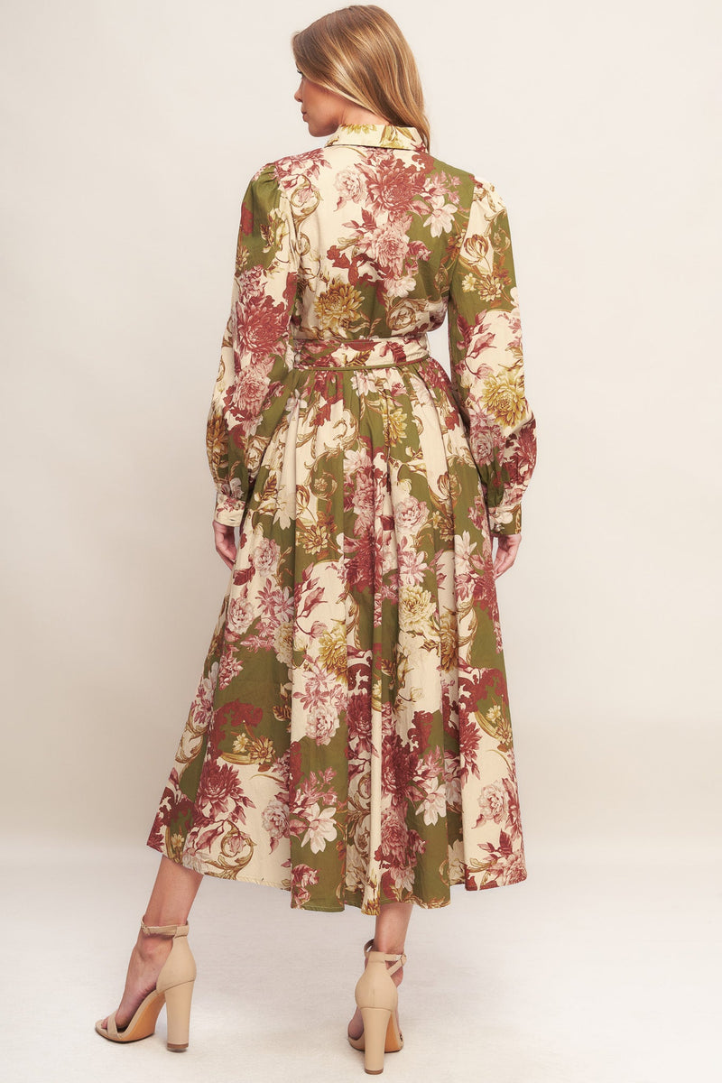EVERGREEN ROMANCE WOVEN MIDI DRESS Flying Tomato Church Resort green khaki