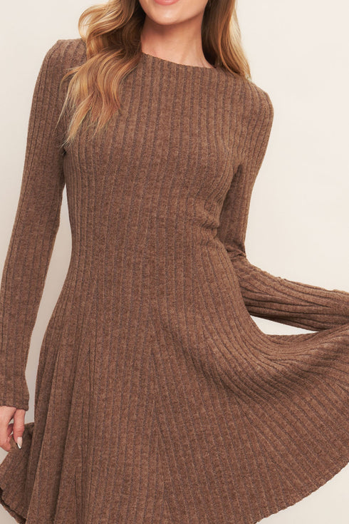 autumn-coffee-brown-knit-mini-dress Flying Tomato - Sophia's Style-2