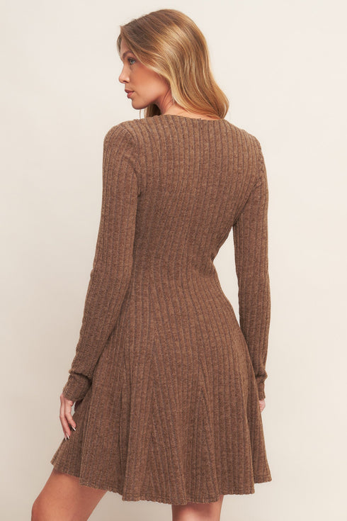 autumn-coffee-brown-knit-mini-dress Flying Tomato - Sophia's Style-5