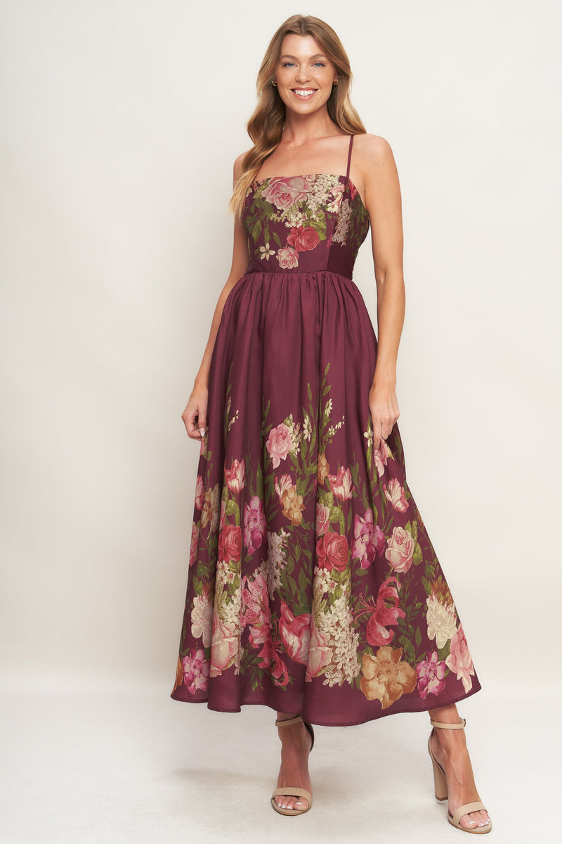 THENA SECRET GARDEN WOVEN MIDI DRESS