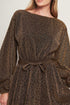 GOLDEN HORIZON METALLIC WOVEN MIDI DRESS