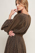 GOLDEN HORIZON METALLIC WOVEN MIDI DRESS