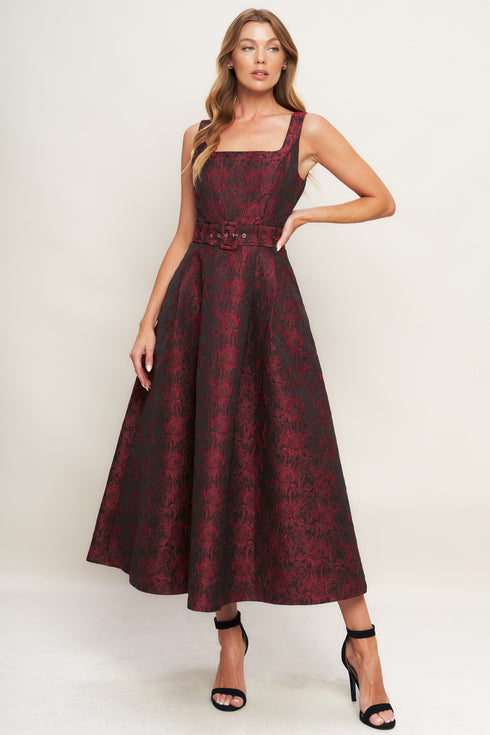 IMPERIAL ALLURE WOVEN JACQUARD MIDI DRESS