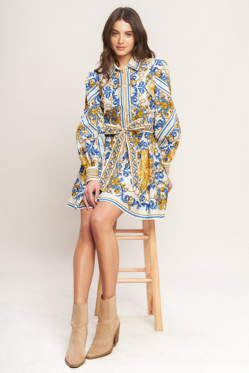 royal-contrast-palette-woven-mini-dress-flying-tomato-Sophia's Style-5