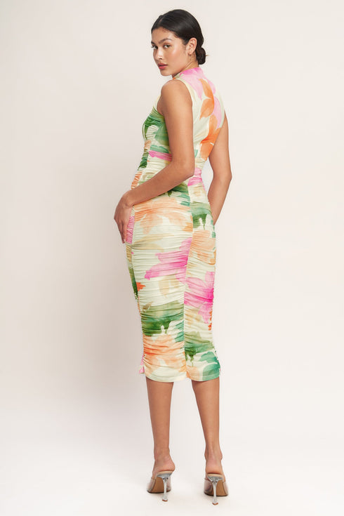 colorful-confidence-power-mesh-midi-dress-flying-tomato-Sophia's Style-2