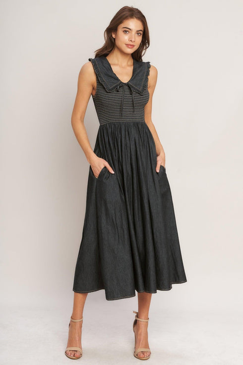 dark-elegance-woven-midi-dress-flying-tomato-sophias-styleDRESSES-1