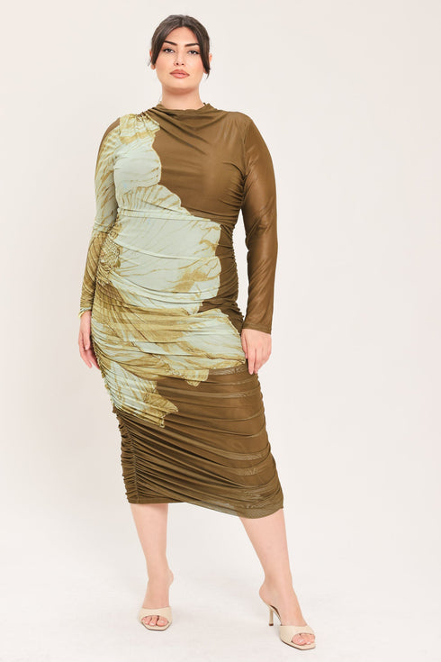 brown-blossom-contour-power-mesh-midi-dress-flying-tomato-sophias-style-10