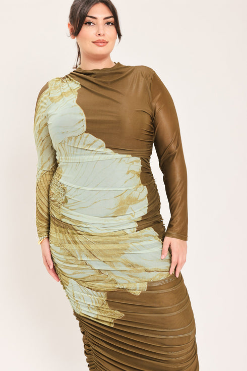 brown-blossom-contour-power-mesh-midi-dress-flying-tomato-sophias-style-7