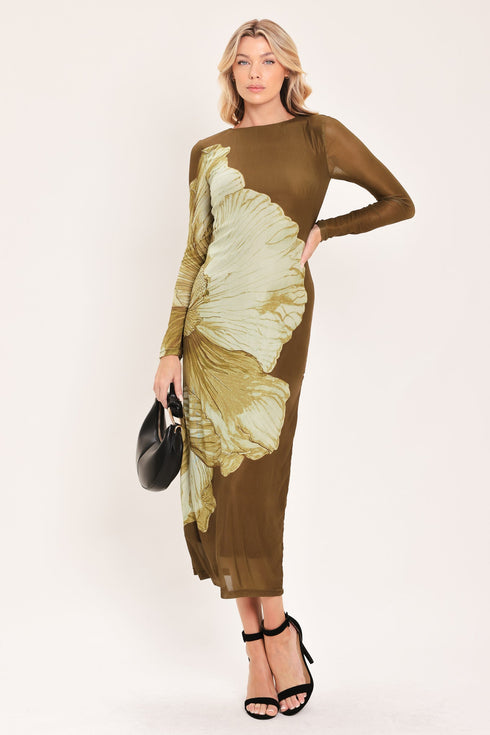 brown-blossom-contour-power-mesh-midi-dress-flying-tomato-sophias-styleDRESSES-1