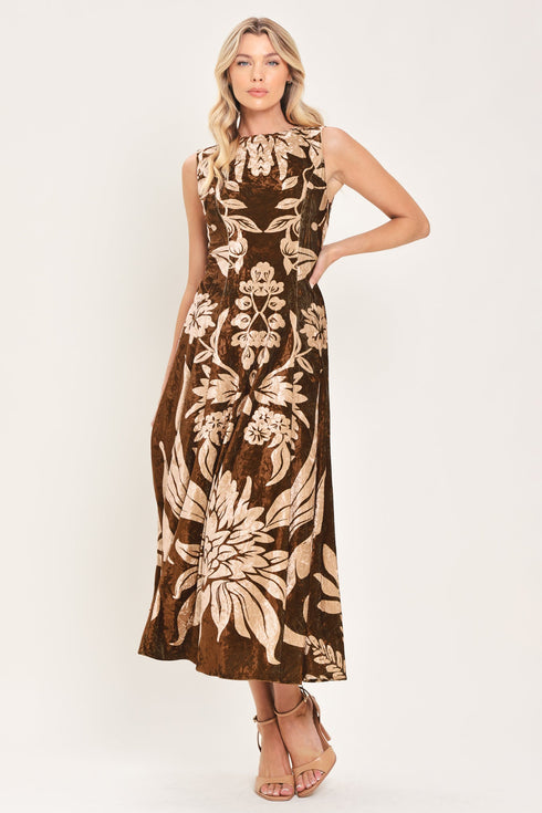cocoa-bloom-brown-printed-velvet-circle-skirt-midi-dress-flying-tomato-sophias-styleDRESSES-1