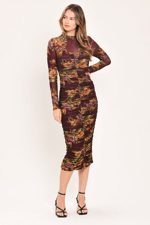 russet-floral-elegance-power-mesh-midi-dress-flying-tomato-sophias-style-3