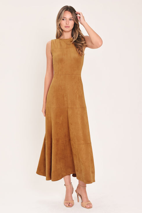 harvest-moon-camel-faux-suede-fit-flare-midi-dress-flying-tomato-sophias-styleDRESSES-1