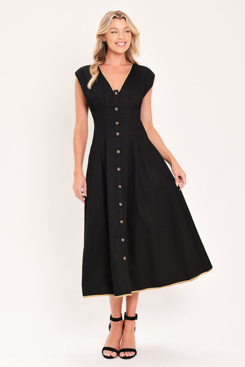 nightfall-gold-accent-woven-midi-dress-flying-tomato-sophias-style-3