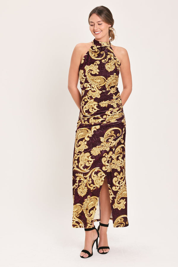 scarlet-spell-dark-scarlet-printed-crushed-velvet-halter-maxi-dress-flying-tomato-sophias-styleDRESSES-1