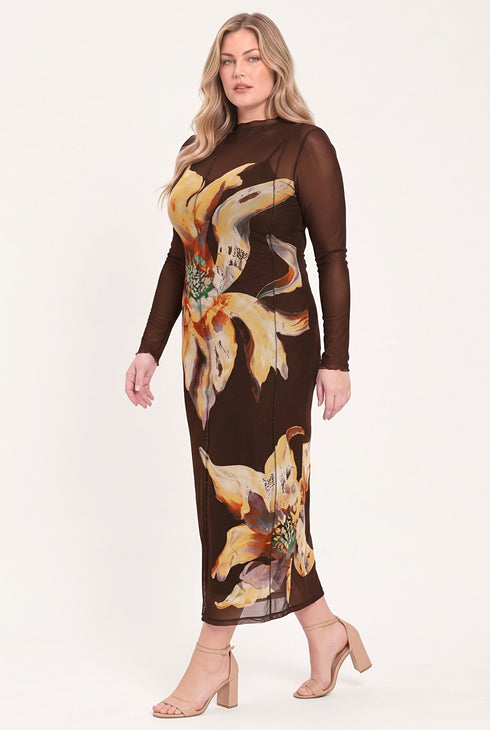 mocha-mystique-dark-brown-printed-mesh-midi-dress-flying-tomato-sophias-style-9