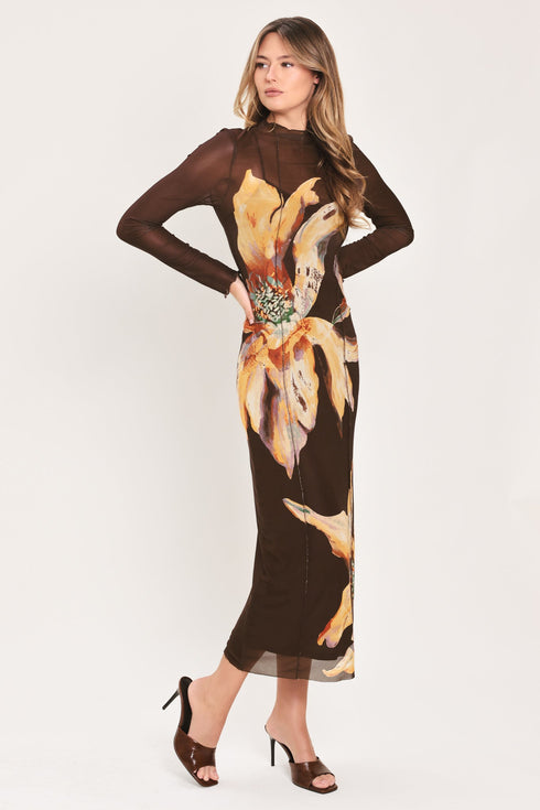 mocha-mystique-dark-brown-printed-mesh-midi-dress-flying-tomato-sophias-style-4