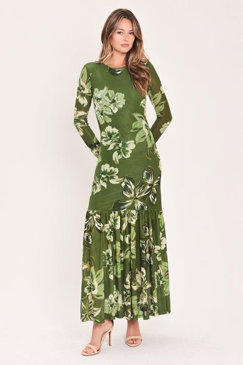 enchanted-grove-moss-green-printed-mesh-ankle-dress-flying-tomato-sophias-style-5