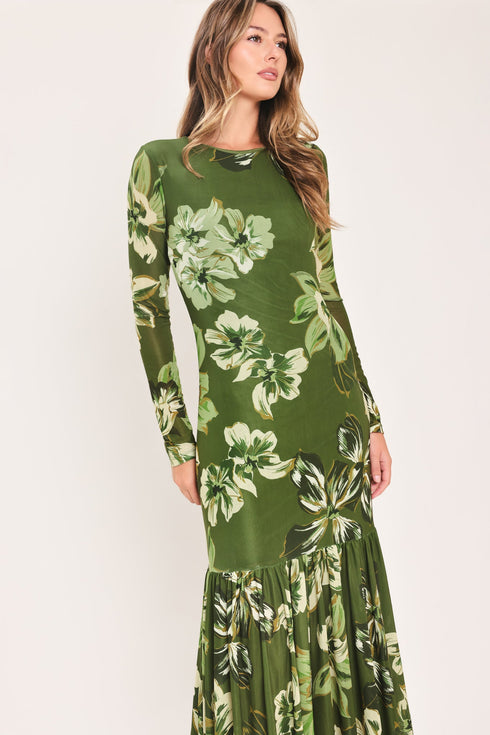 enchanted-grove-moss-green-printed-mesh-ankle-dress-flying-tomato-sophias-style-6