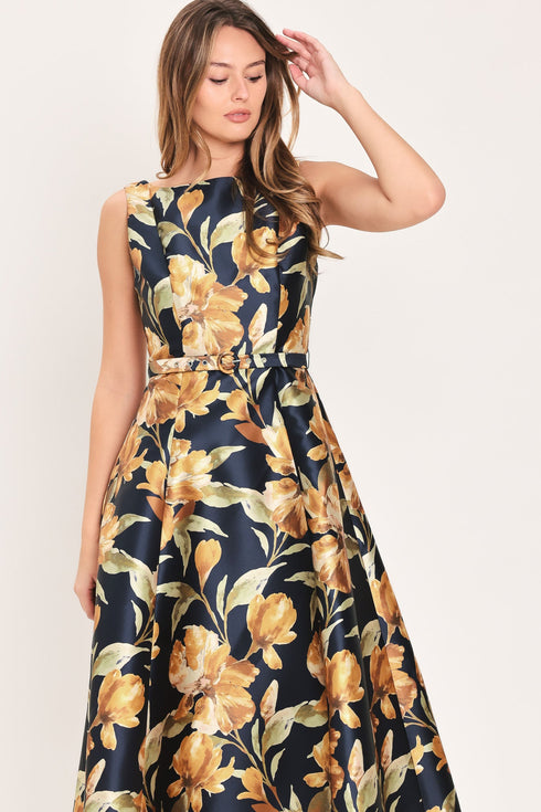 navy-sonnet-navy-printed-belted-circle-skirt-midi-dress-flying-tomato-sophias-style-2