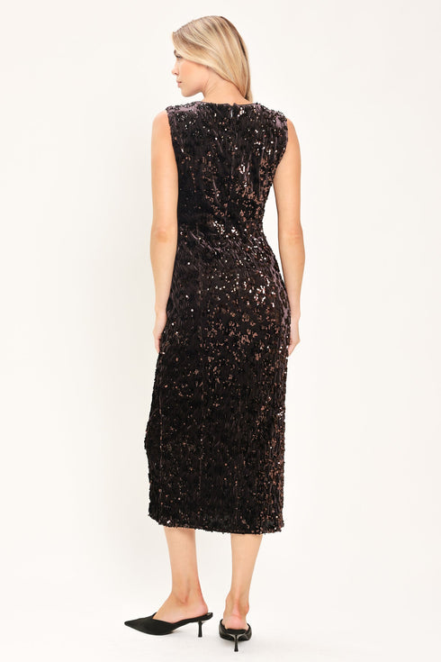 mocha-spark-dark-brown-sequin-knit-midi-dress-flying-tomato-sophias-style-7