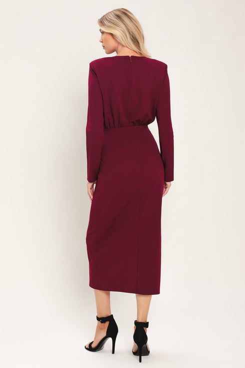 bordeaux-sculpt-burgundy-gathered-hardware-midi-dress-flying-tomato-sophias-style-6
