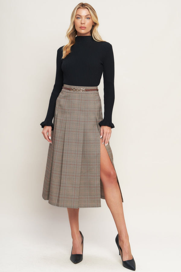 british-trace-woven-midi-skirt Flying Tomato - Sophia's StyleSKIRTS-1