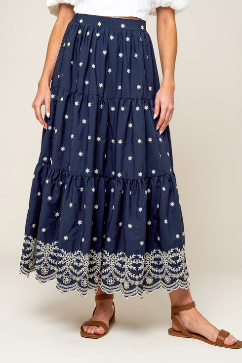bebe-alert-navy-woven-midi-skirt Flying Tomato-Sophia's Style-5