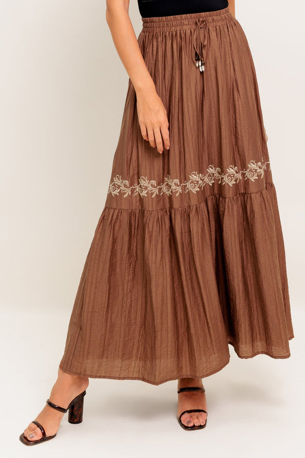 full-speed-ahead-brown-woven-maxi-skirt Flying Tomato-Sophia's StyleSKIRTS-1