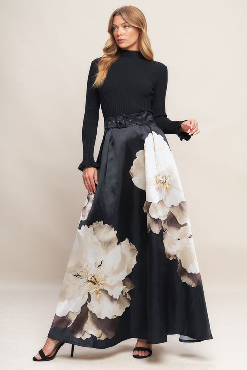midnight-bloom-belted-woven-maxi-skirt Sophia's StyleSKIRTS-1