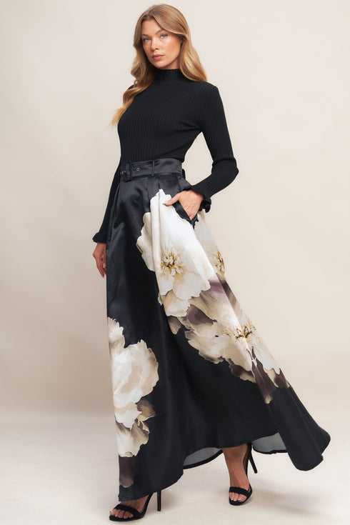 midnight-bloom-belted-woven-maxi-skirt Sophia's Style-3