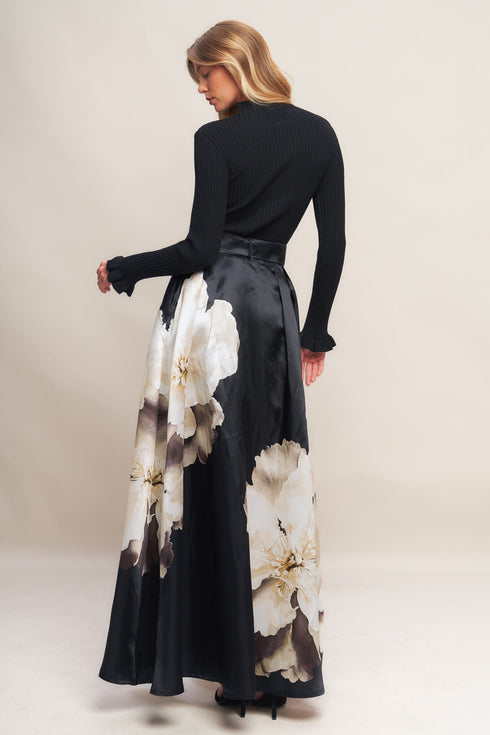 midnight-bloom-belted-woven-maxi-skirt Sophia's Style-4