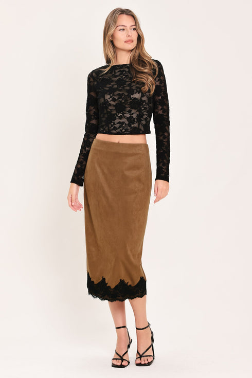 umber-lace-afterglow-faux-suede-straight-skirt-sophias-style-2