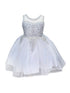 Big Girls White Embroidered Illusion Neckline Junior Bridesmaid Dress 8-18 - SophiasStyle.com