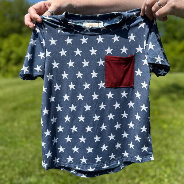 navy-stars-4th-of-july-bamboo-pocket-tee at Sophia's Style-1