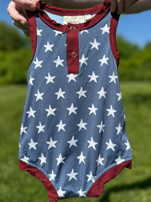 navy-stars-henley-bamboo-romper at Sophia's Style-1