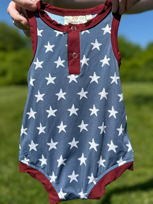 navy-stars-henley-bamboo-romper at Sophia's Style-1
