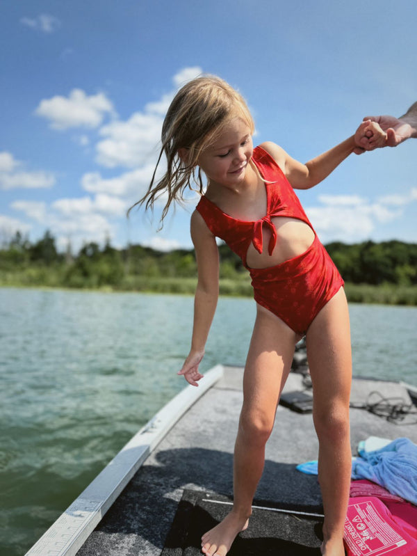 girls-cutout-one-piece-in-red-breadfruit-bandana-of-one-sea - Sophia's Style Kids-1