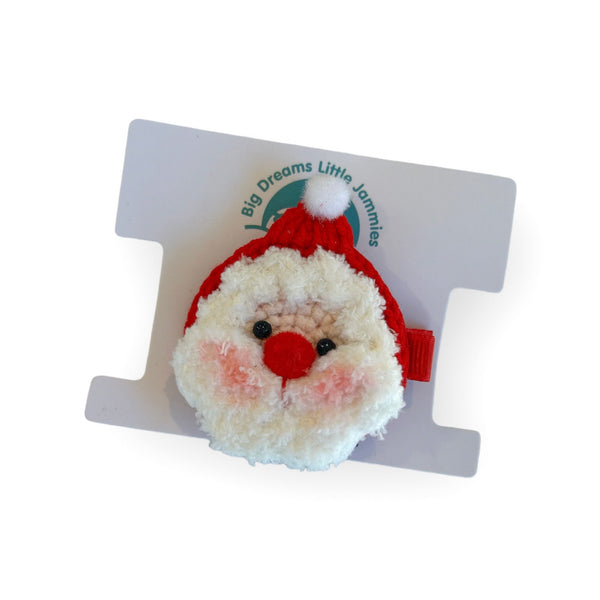 crochet-handmade-santa-hair-clip Big Dreams Little Jammie Session Sophia's Style-1