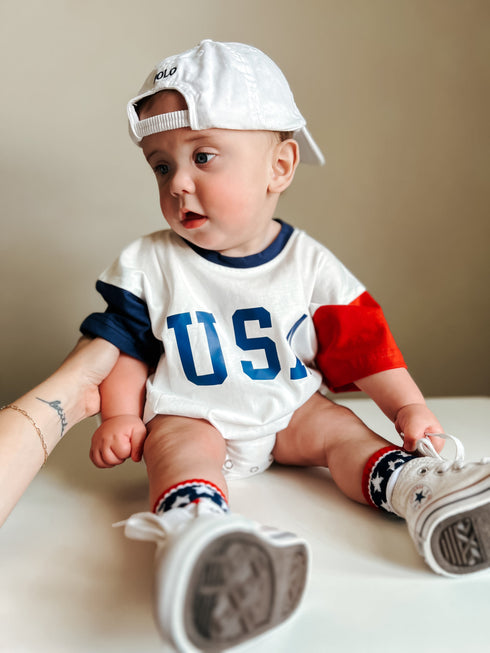 usa-colorblock-t-shirt-romper at Sophia's Style-2
