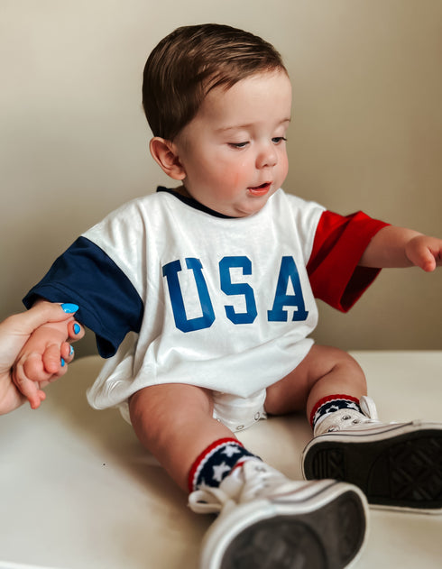 usa-colorblock-t-shirt-romper at Sophia's StyleOutfit-1