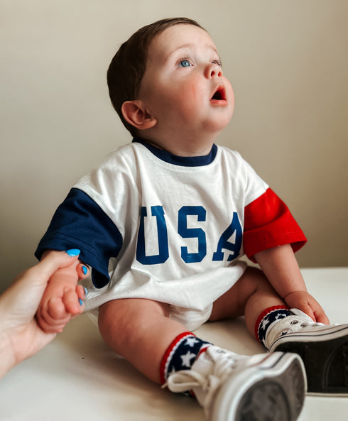 usa-colorblock-t-shirt-romper at Sophia's Style-7