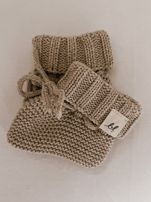 luna-luca-organic-booties-heather-beige Luna and Luca Newborn Baby Clothes