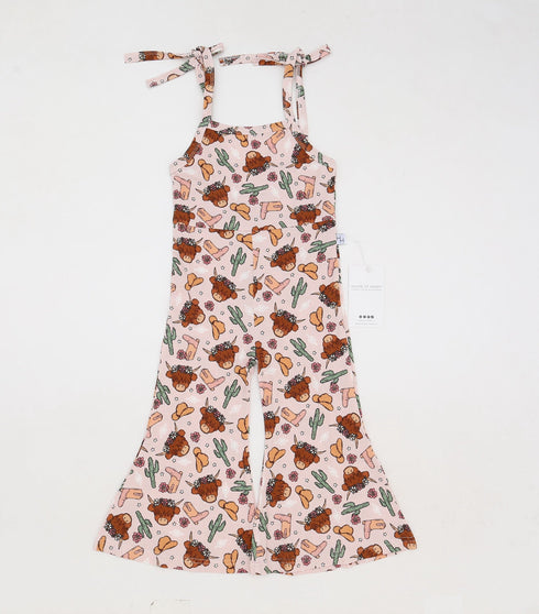 pink-highland-cow-bell-romper House-of-henry-Sophia's Style-1