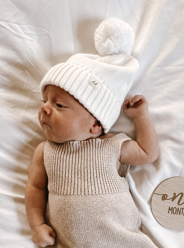 luna-luca-pom-beanie-white Luna and Luca Newborn Baby Clothes
