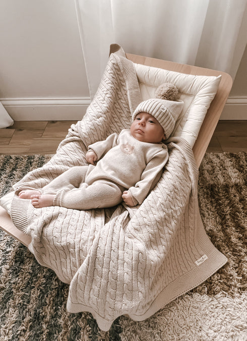 luna-luca-cable-knit-baby-blanket-beige Luna and Luca Newborn Baby Clothes
