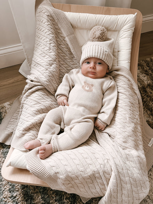 luna-luca-cable-knit-baby-blanket-beige Luna and Luca Newborn Baby Clothes
