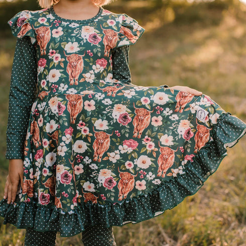 Highland Cow Twirl Dress
