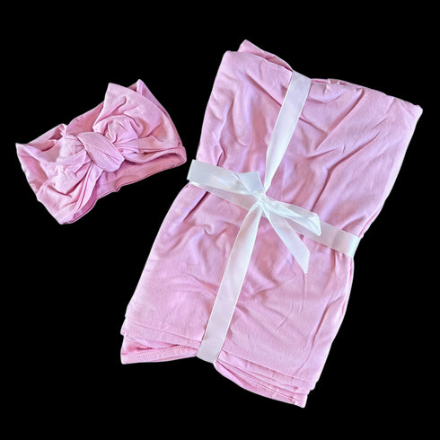 light-pink-swaddle-bow-set Laree & Co - Sophia's Style-2