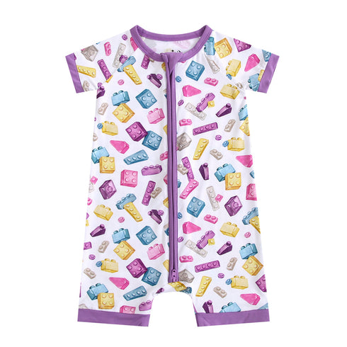 block-party-purple-short-sleeve-romper Big Dreams Little Jammie Session Sophia's Style-7